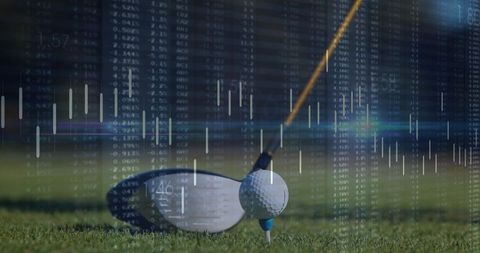 Golf Club and Ball with Financial Bar Graph Overlap