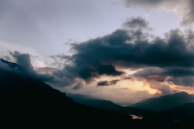 Dramatic Sunset Over Mountain Range - Download Free Stock Images Pikwizard.com