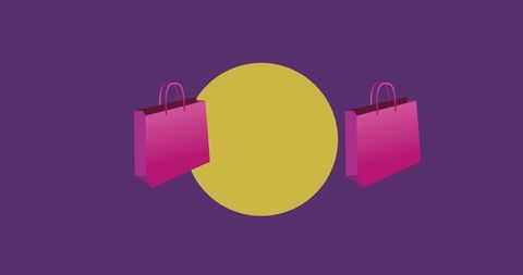 Pink Shopping Bags on Colorful Background Design
