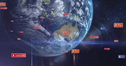 Social Media Notifications Overlaying Earth in Space