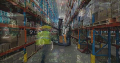 Virtual Data Overlay on Modern Warehouse Storage - Download Free Stock Images Pikwizard.com