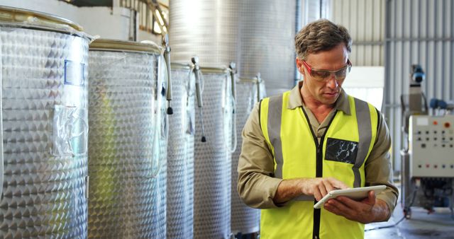 Factory Worker Using Tablet for Quality Control in Industrial Setting - Download Free Stock Images Pikwizard.com