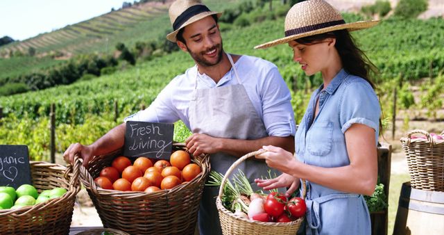 Farmers Market Vendors Selling Organic Produce in Countryside - Download Free Stock Images Pikwizard.com