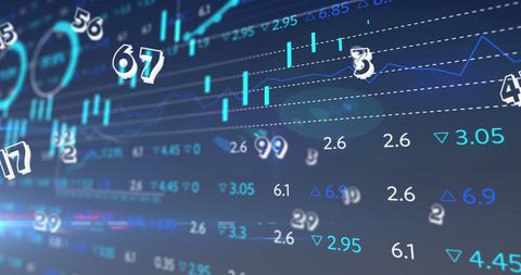 Floating numbers over stock market data visualization