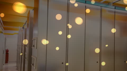 Digital Lights Overlay on Tech Server Room Animation