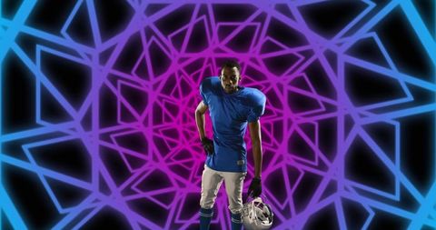 American Football Player with Geometric Digital Background