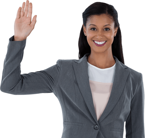 confident businesswoman raising hand on transparent background - Download Free Stock Videos Pikwizard.com