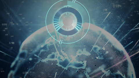 Futuristic Digital Visualization with Scanning Globe Interface