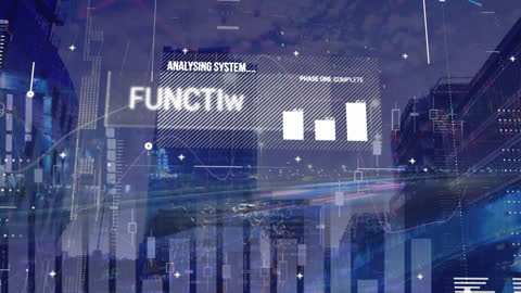 Data Visualization with Futuristic Cityscape Background