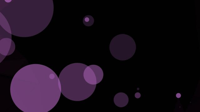 Violet transparent circles dispersed on a black background convey a minimalist and modern design. Ideal for use in web and graphic design, presentations, backgrounds for technology themes, or contemporary digital art projects, enhancing visuals with a sleek and sophisticated look.