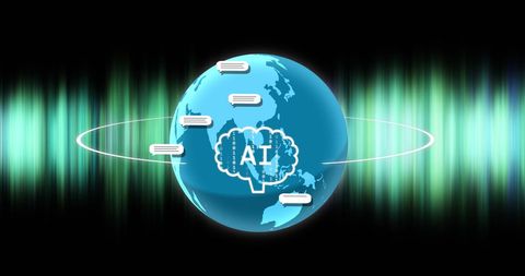 Global AI Data Processing with Digital Interface Representation - Download Free Stock Images Pikwizard.com
