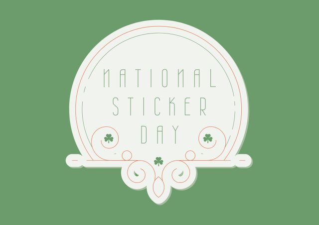 Vector image of national sticker day text against green background, copy space. national sticker day, event, vector and reminder concept.