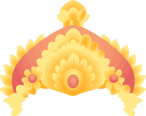 Flat design elegant golden headdress on transparent background