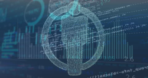 Digital Financial Analytics with Business Icon Overlay