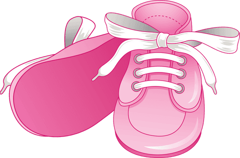 Pink Baby Girl Shoes with White Laces on Transparent Background