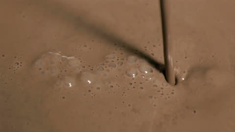 Milk Chocolate Being Poured in Slow Motion