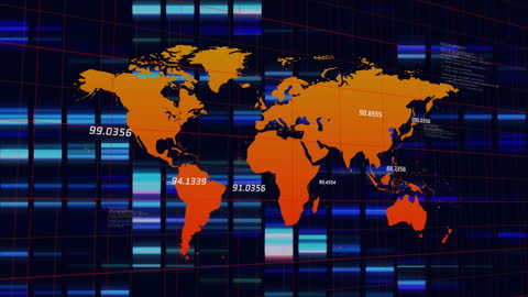 Global Financial Data Interface Animation with World Map