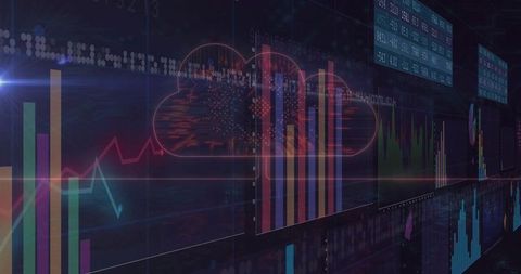 Futuristic cloud computing and data analytics visualization