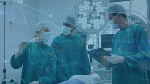 Surgeons Collaborating with Technology Imageries Overlay