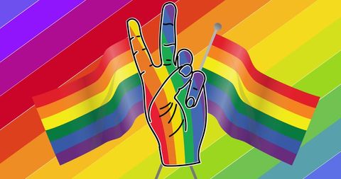 Rainbow Hand Sign with LGBTQ Pride Flags - Download Free Stock Images Pikwizard.com