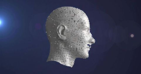 3D Head Profile Forming from Digital Cubic Particles in Virtual Space