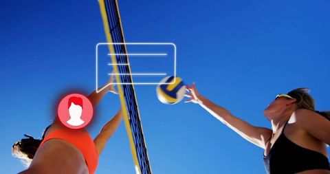 Dynamic Beach Volleyball BleOpppetition Under Blue Sky