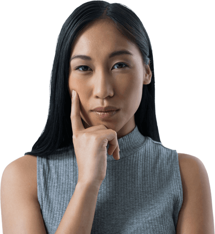 Thoughtful Young Woman in Confident Expression, Transparent Background