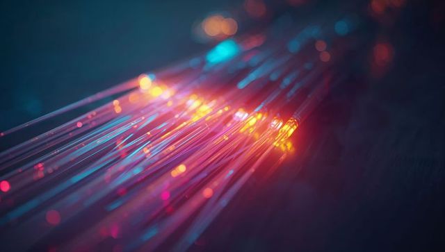 Vibrant fiber optic cables with colorful light technology