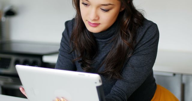 Woman Working on Digital Tablet - Download Free Stock Images Pikwizard.com