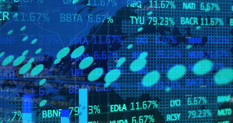 Digital Financial Data Concept with World Map Overlay