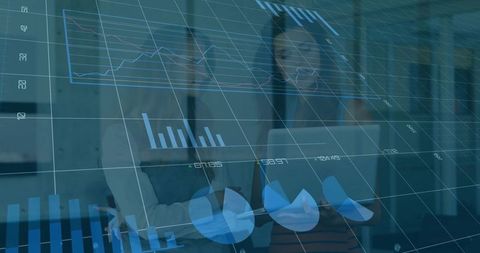 Businesswomen Collaborating with Laptops, Augmented Reality Data Visualization in Office