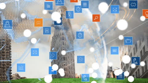 Digital Connectivity Concept with Urban Skyline Backdrop