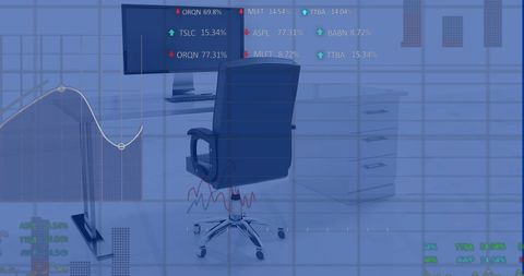 office with digital financial data overlay - Download Free Stock Images Pikwizard.com