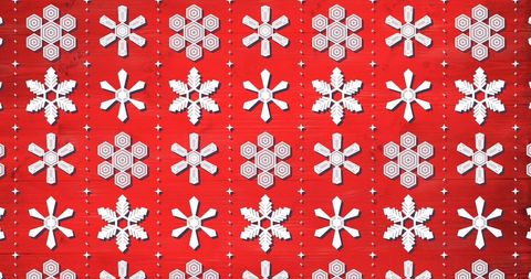 Christmas Snowflake Pattern on Red Festive Background