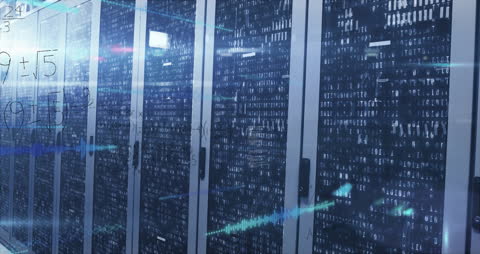 Futuristic Digital Interface with Binary Code and Equations