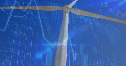 Renewable Energy Wind Turbine with Financial Data Visualization