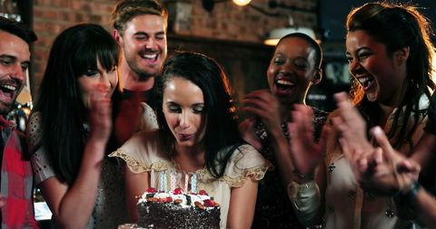 Diverse Group Celebrating Birthday with Laughter and Joy - Download Free Stock Images Pikwizard.com