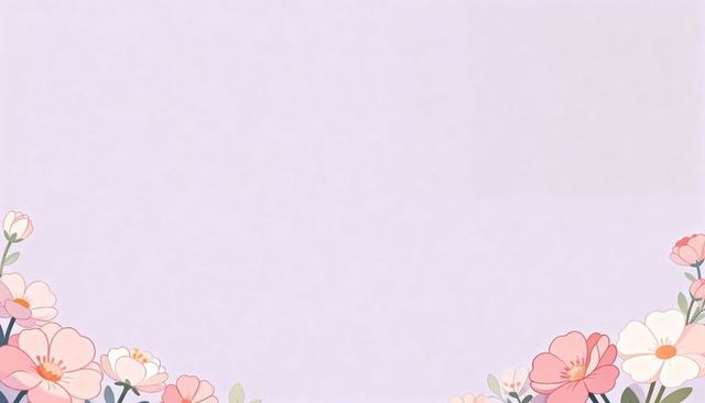 Pastel floral border framing lavender canvas with pink peach blooms for invitations