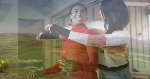 Joyful friends enjoying leisure time in cozy cafe lounge