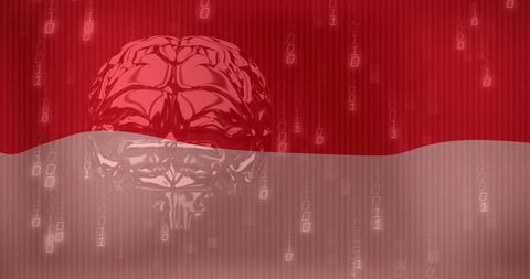 Indonesian Flag with Digital Brain and Binary Code - Download Free Stock Images Pikwizard.com