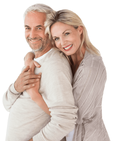 Happy Middle-aged Couple Embracing, Transparent Background