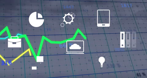 Digital Financial Analysis with Data Processing Icons