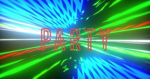 Vibrant party banner with neon light effects