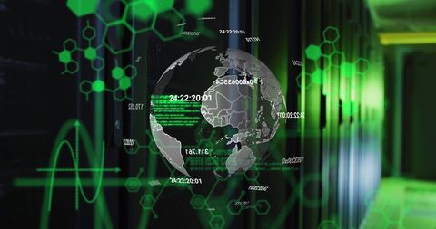 Digital Composite of Global Network and Data Quality in Server Room - Download Free Stock Images Pikwizard.com
