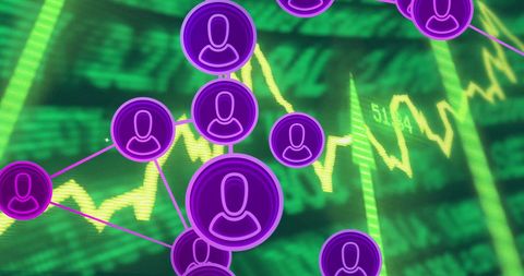 Network of User Icons with Stock Market Analytics Background - Download Free Stock Images Pikwizard.com