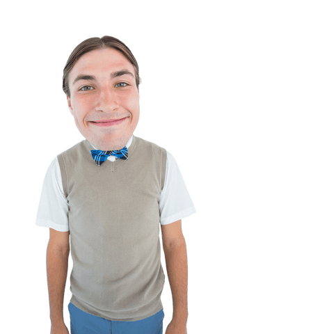 Cheerful businessman bow tie transparent background