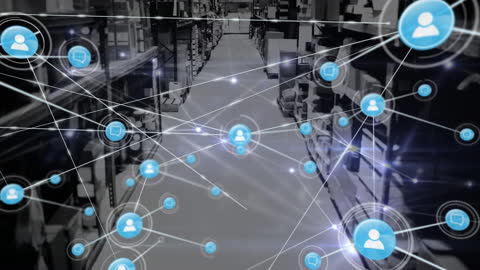 Global Digital Network Connections in Warehouse