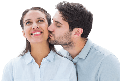 transparent couple affection smiling woman cheek kiss - Download Free Stock Videos Pikwizard.com