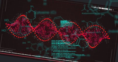 Spinning DNA Strand with Digital Data and Chemical Structures - Download Free Stock Images Pikwizard.com