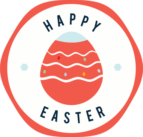 Elegant easter egg illustration with festive message on transparent background